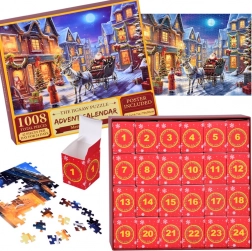 Adventskalender puzzel – Kerstman op slee in vintagestijl