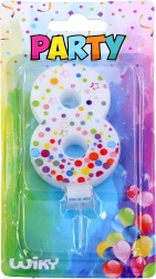 Feestkaars cijfer 8 Stipjes