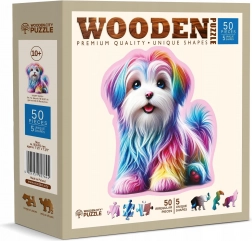 Houten puzzel Vrolijke puppy 50 stukjes