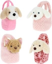 Pluchen hondje in tas 16 cm – 4 soorten KEEL