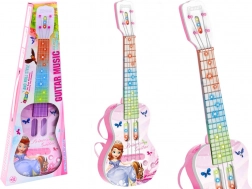 Elektrische gitaar met prinses voor kinderen lichtjes melodieën roze