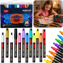 Set waterbestendige acrylstiften in koffer 36 stuks