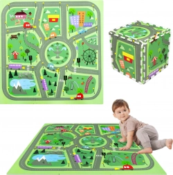 Humbi schuim-speelmat stadsstraten 90 × 90 cm, 9 delen