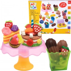 Creatieve set kleurrijke desserts XL met boetseerklei en accessoires, 21 stuks