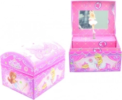 Roze speel-sieradendoos met ballerina en spiegeltje