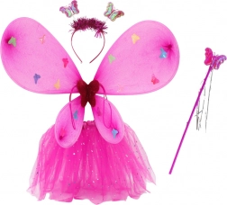 Magisch feeënkostuum met vlindervleugels – donkerroze set voor kinderen