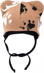 baby katoenen mutsje met oortjes New Baby Paw mosterdgeel