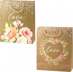Cadeautas met opschrift Love en bloemen