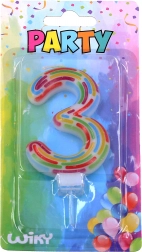 Partykaars cijfer 3 met strepen