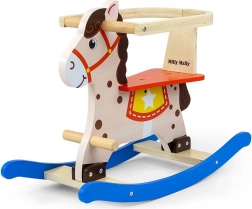 Houten hobbelpaard met rugleuning MILLY MALLY Lucky, blauw‑rood
