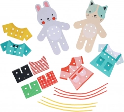 Rijgset met katten- en konijnthema