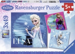 Ravensburger puzzel Frozen: Elsa, Anna en Olaf 3×49 stukjes