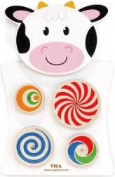 VIGA houten manipulatietablet koe Montessori FSC