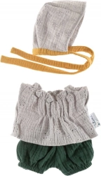 Set met mutsje voor poppen 21 cm grijze kant