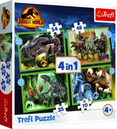 Puzzel 4-in-1 gevaarlijke dinosaurussen Jurassic World