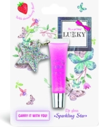 Lukky sprankelende lipgloss aardbeiensmaak met hanger