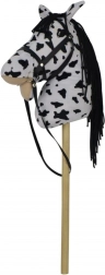 Pluche stokpaard met geluid, 70 cm, zwart-wit (appaloosa)