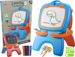 Dubbelzijdig magnetisch en krijtbord blauw-rood met sjablonen