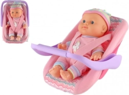 Babypop 20 cm in draagbaar stoeltje/autostoeltje
