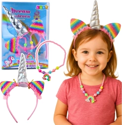 Kinderset Dream Unicorn – haarband met hoorn en kleurrijke ketting