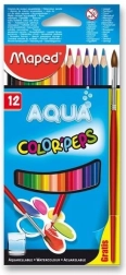 Driehoekige kleurpotloden Maped Aqua Color'Peps 12 stuks met penseel
