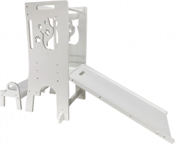 Meegroeiende leertoren met kat, glijbaan en bord