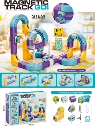 Magnetische bouwset racebaan met autootje, 87 onderdelen