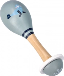 Houten maraca met zeehond voor kinderen 16 × 5 cm