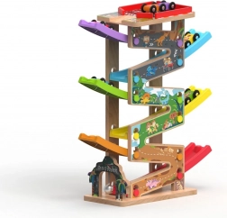 Grote houten racebaan met 6 hellingen voor kinderen