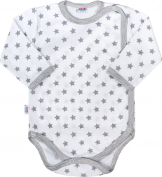 Babyromper met volledig doorknoopsluiting NEW BABY Classic II grijs met sterretjes