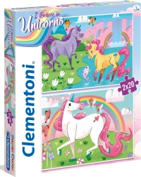 CLEMENTONI puzzel ik geloof in eenhoorns 2×20 stukjes
