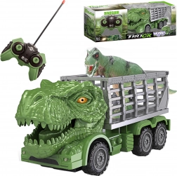 RC dinosaurusvrachtauto met groene T‑rex en figuur WOOPIE