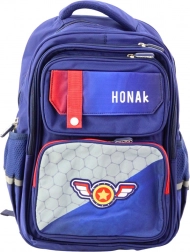 Školní batoh met patch en borstriem blauw 20L