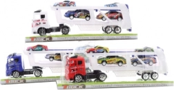 Vrachtwagen met raceauto’s, 3 kleuren