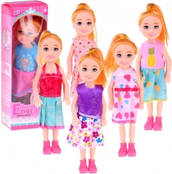 Mini pop 13 cm in kleurrijke jurkjes