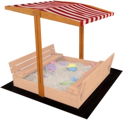 Zonnescherm voor houten kindersandbox 120 × 120 cm rood-wit