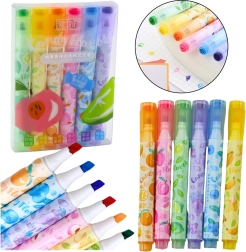 Kleurige fruitmarkeerstiften met stempel - set van 6 stuks