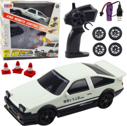 RC-raceauto 4WD met verwisselbare wielen wit