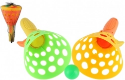 Kunststof Catch Ball – set van 2 mandjes en 3 balletjes, 19 cm in net