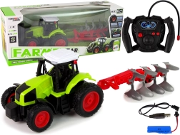 RC tractor 1:16 met rubberen wielen en afneembare ploeg