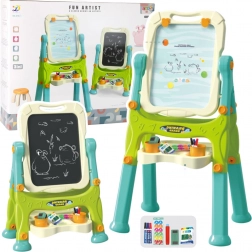 Educatieve dubbelzijdige krijtbord op standaard met groene accessoires 3-in-1