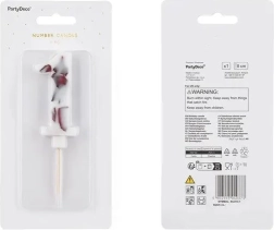 Witte verjaardagstaartkaars nummer 1 met marmerpatroon, 8 cm