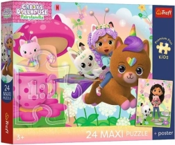 Maxi puzzel 24 stukjes Trefl Gabby's Poppenhuis: Gabby te hulp + poster