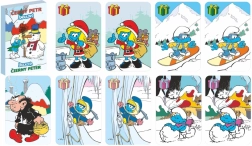 Zwarte Piet Smurfen – winterse kaartspel in papieren doosje 6 × 9 cm
