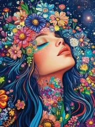 Diamant schilderen Meisje in bloemen 30 × 40 cm