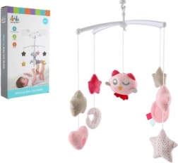 Baby mobiel met uiltje – opwindbare muziekdoos, roze