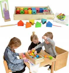 Grote houten rijgset Montessori van Masterkidz