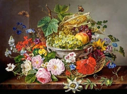 Puzzel stilleven met bloemen en fruit 2000 stukjes Castorland
