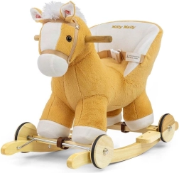 Schommelfiguer paard met melodie en wieltjes Milly Mally Polly lichtbruin