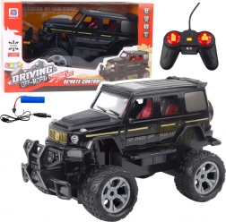 RC terreinwagen met lichten, schaal 1:12, zwart